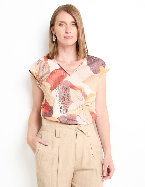Blusa manga corta para mujer