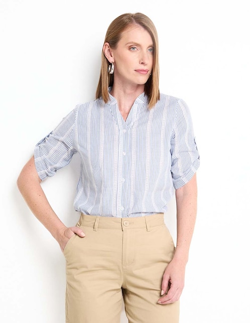 Blusa manga al codo para mujer