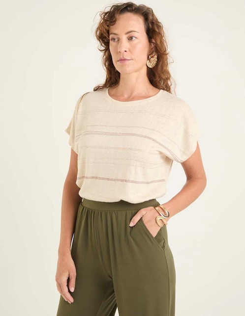 Playera manga corta cuello redondo para mujer 1