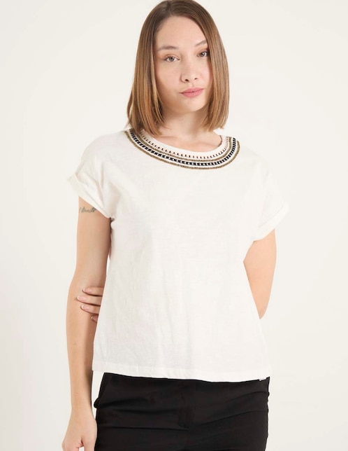 Playera manga corta La Mode cuello redondo para mujer