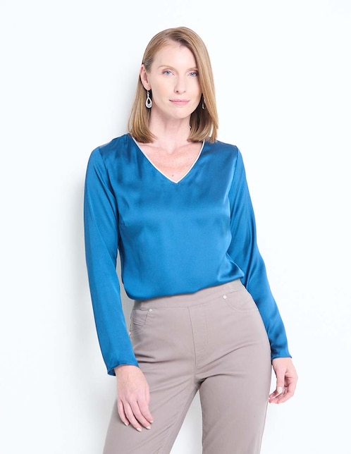 BLUSA LMTX250141-07C LA MODE, G, TEAL