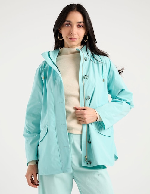 CHAMARRA LA MODE, CH, AQUA LISO CON CAP