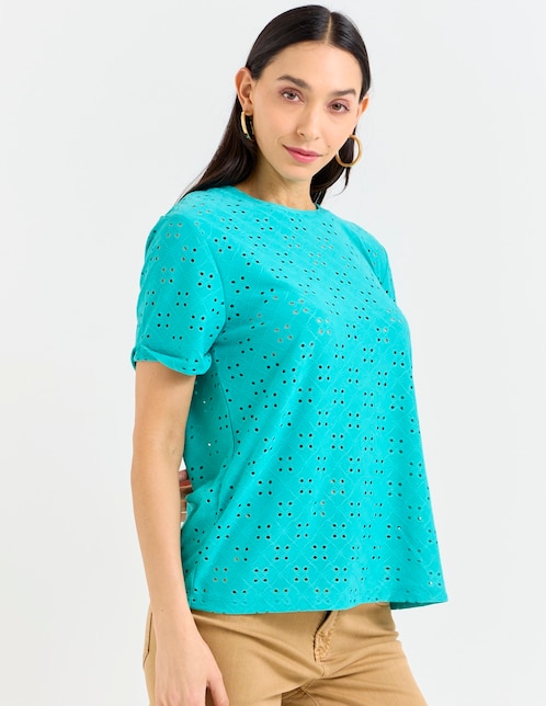 Playera manga corta cuello redondo para mujer 1