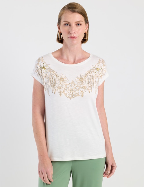 Playera manga corta cuello redondo para mujer 1