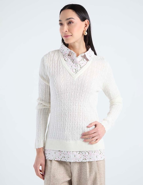 Suéter cuello camisero para mujer 1