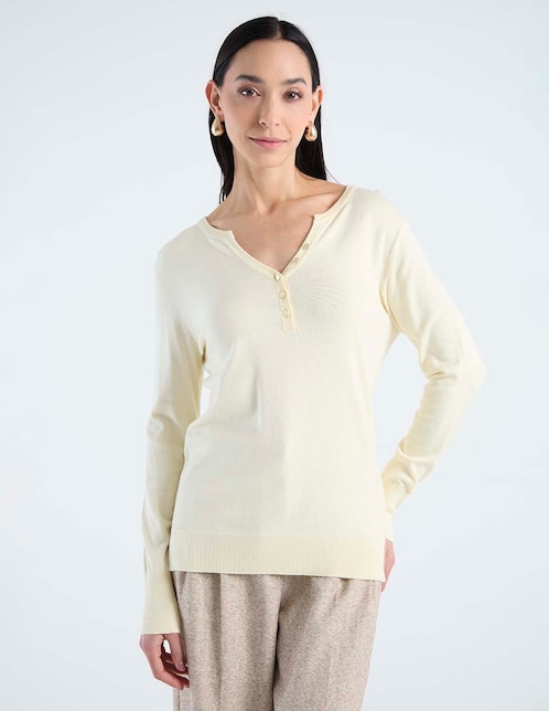 Suéter cuello V para mujer 1