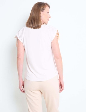 Playera manga corta La Mode cuello V para mujer