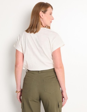 Playera manga corta La Mode cuello V para mujer
