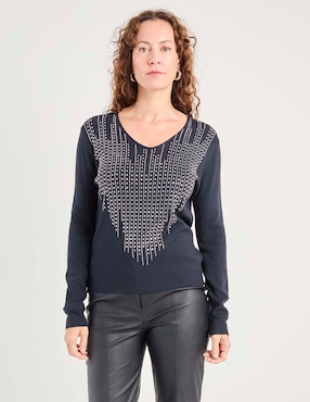 Suéter La Mode cuello V para mujer
