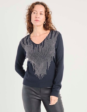 Suéter La Mode cuello V para mujer