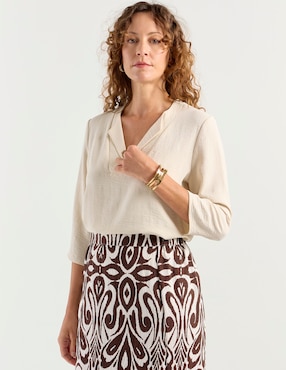 Blusa La Mode manga 3/4 para mujer