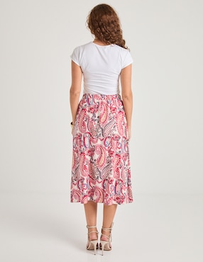 Falda midi La Mode cintura alta