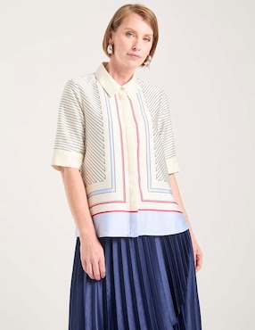 Blusa camisera La Mode manga al codo para mujer