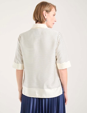 Blusa camisera La Mode manga al codo para mujer