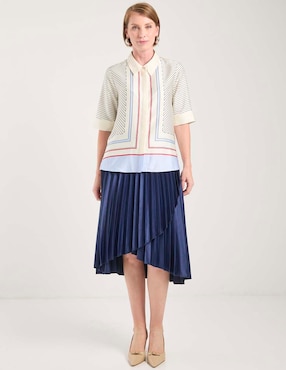 Blusa camisera La Mode manga al codo para mujer