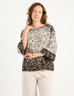 Blusa La Mode manga 3/4 para mujer