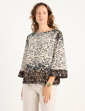 Blusa La Mode manga 3/4 para mujer