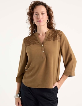 Blusa La Mode manga 3/4 para mujer