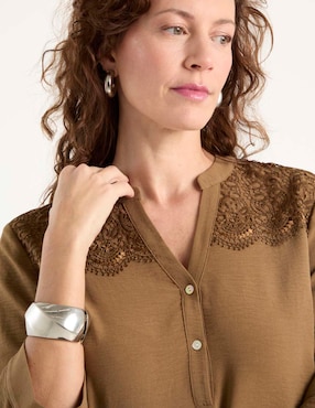 Blusa La Mode manga 3/4 para mujer