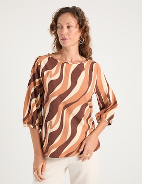 Blusa La Mode manga 3/4 para mujer