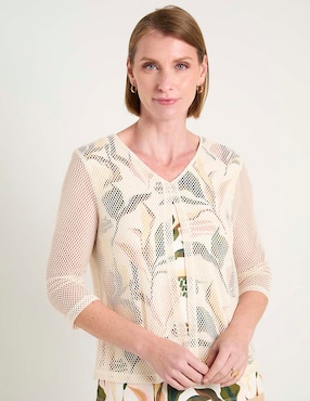 Blusa La Mode manga 3/4 para mujer