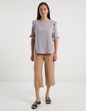 Pantalón capri La Mode straight para mujer