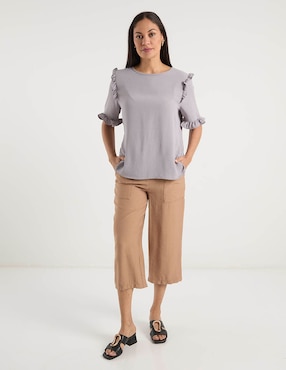 Pantalón capri La Mode straight para mujer