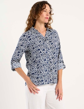 Blusa camisera La Mode manga larga para mujer
