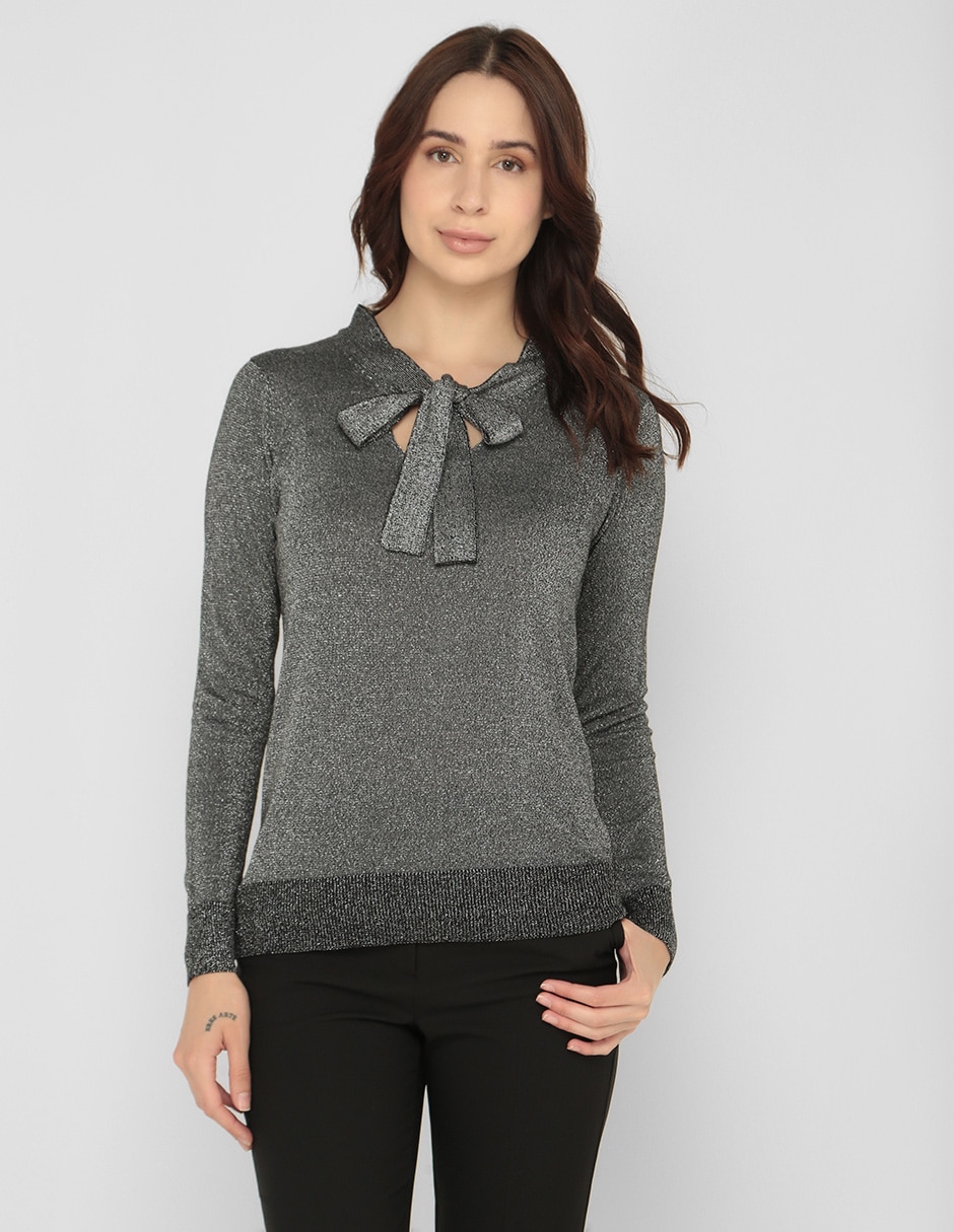 Suéter cuello con amarre para mujer 1