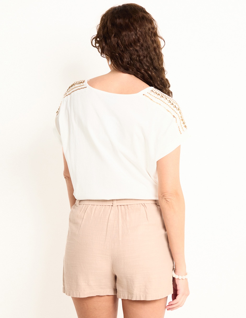 PLAYERA LA MODE, CH, HUESO LMM25036-04C