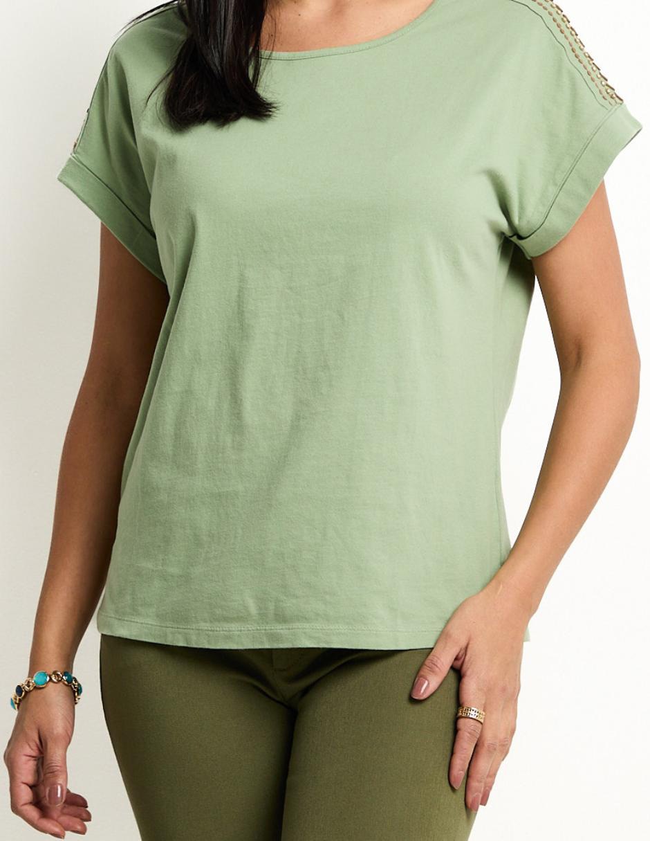 Playera manga corta cuello redondo para mujer 4
