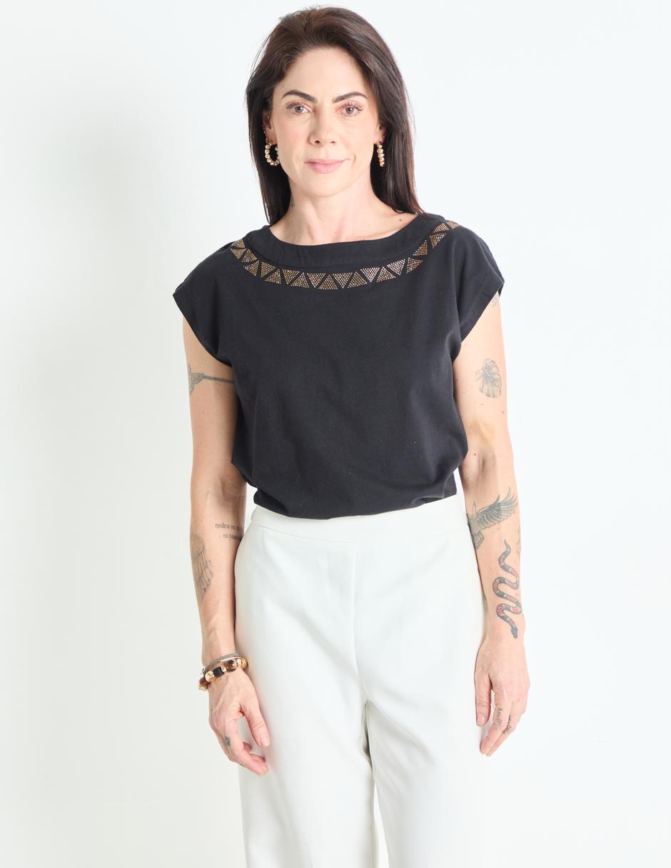 PLAYERA LA MODE, CH, NEGRO LMM25083-06C
