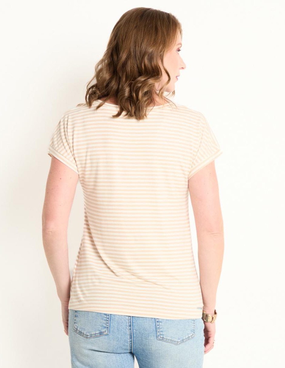 Playera manga corta cuello V para mujer 2