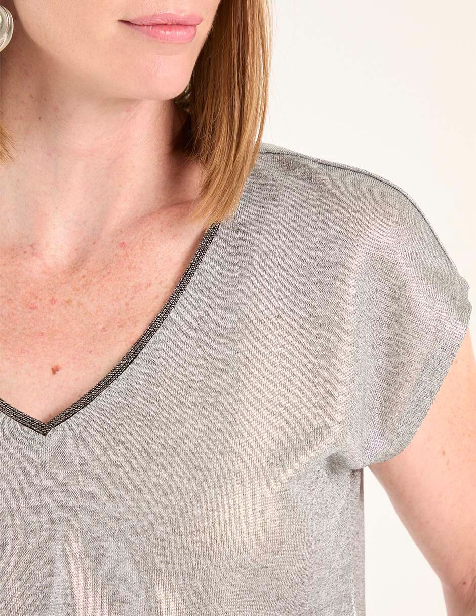 BLUSA LMTX250055-11C LA MOD, G, SILVER