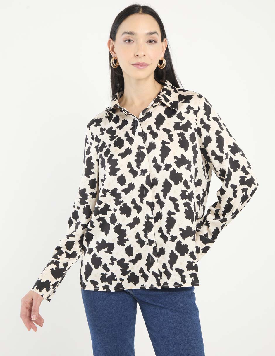 Blusa camisera manga larga para mujer