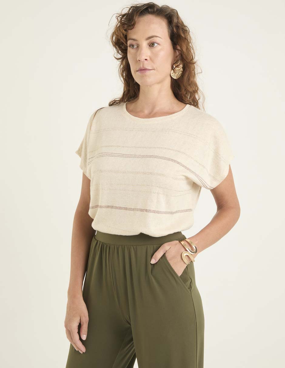 Playera manga corta cuello redondo para mujer Playera manga corta cuello redondo para mujer