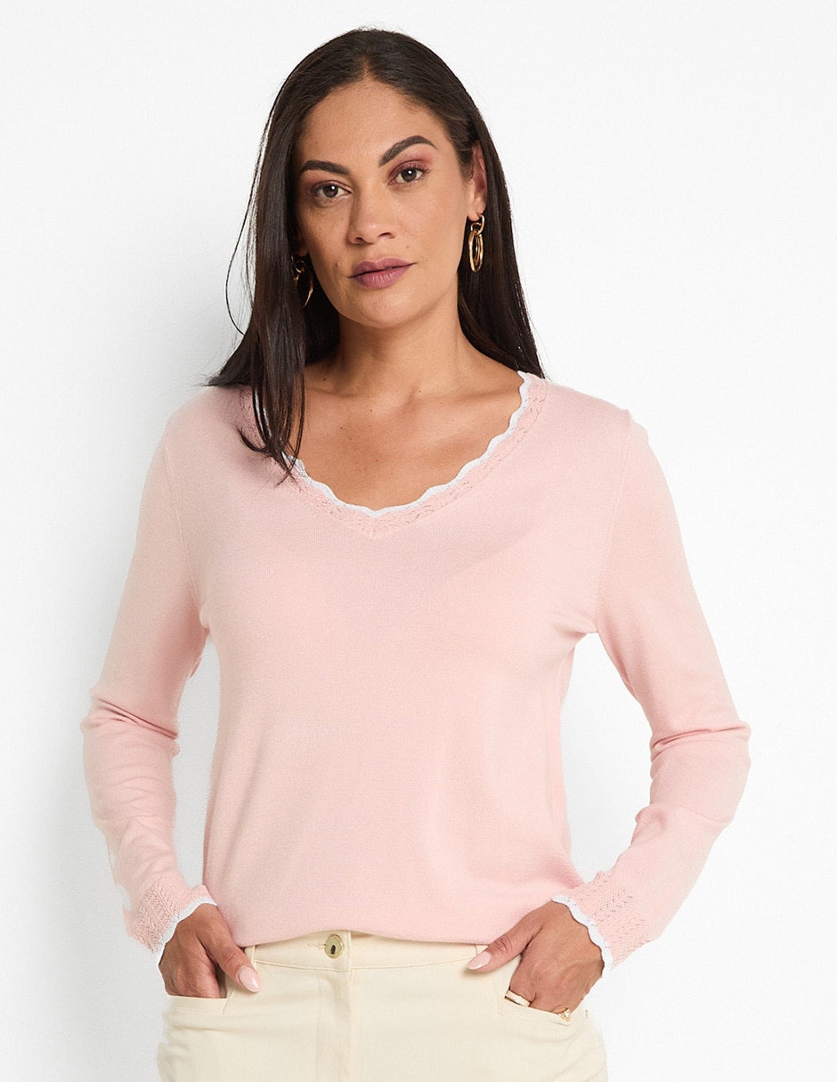 Suéter cuello v para mujer 1