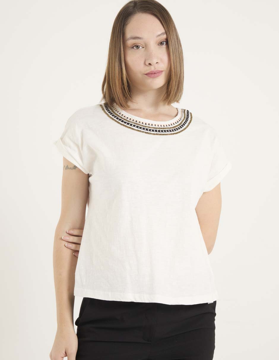 Playera manga corta cuello redondo para mujer Playera manga corta cuello redondo para mujer