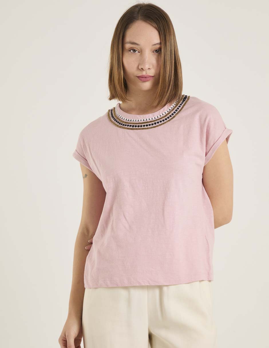 Playera manga corta cuello redondo para mujer Playera manga corta cuello redondo para mujer