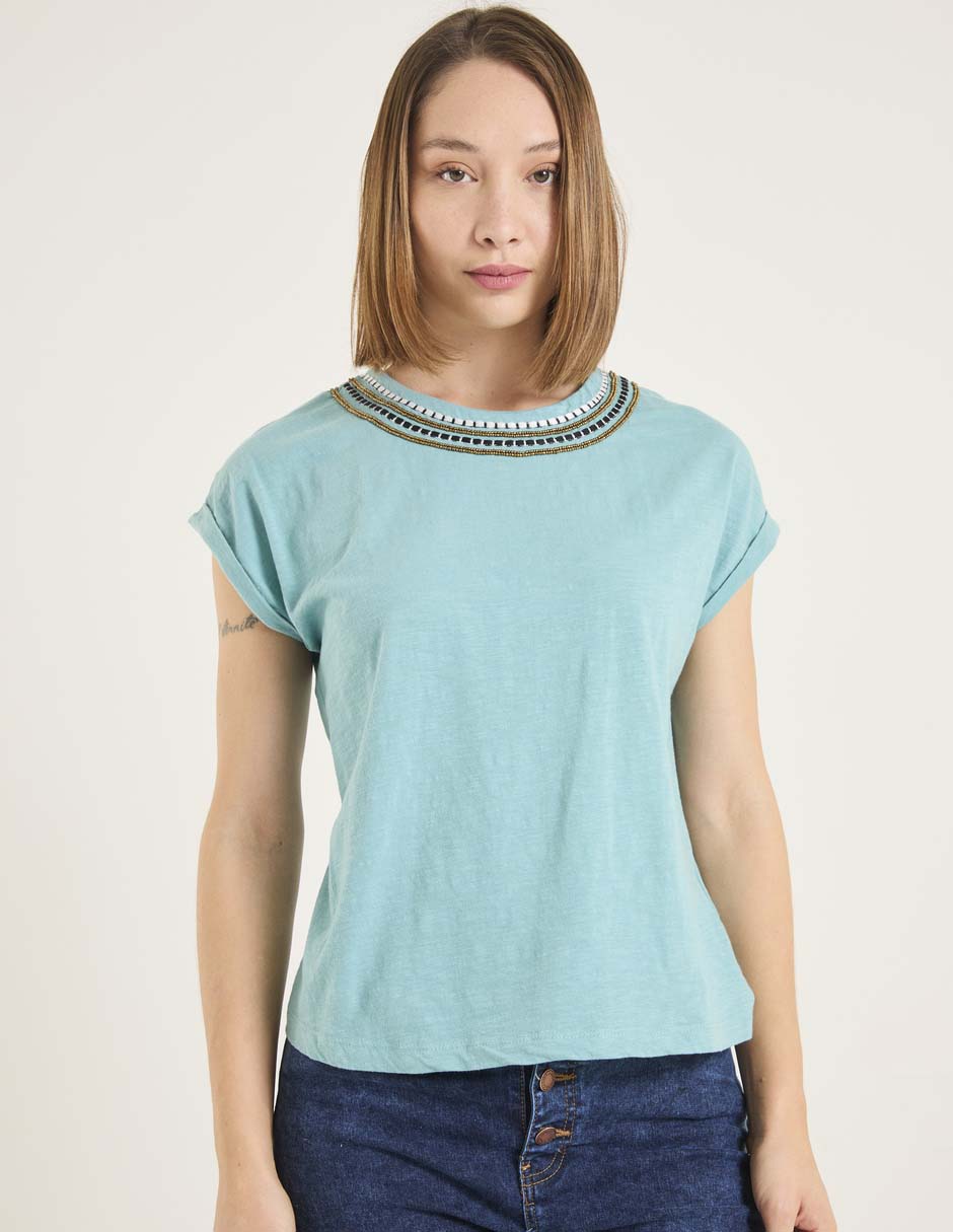 Playera manga corta cuello redondo para mujer Playera manga corta cuello redondo para mujer