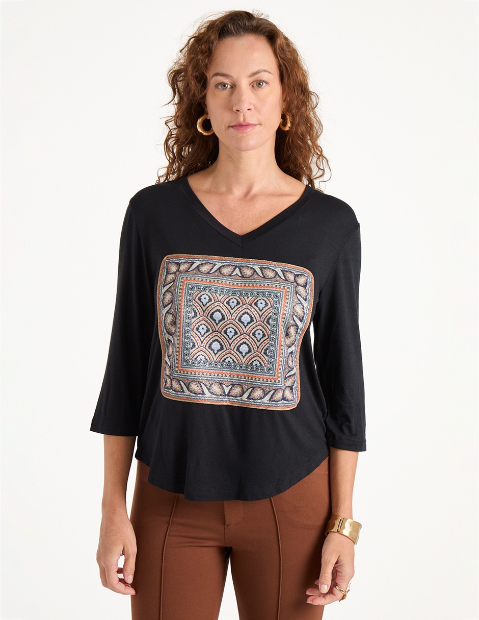 Blusa manga 3/4 para mujer Blusa manga 3/4 para mujer