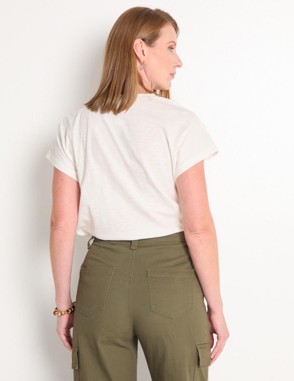 Playera manga corta cuello V para mujer 2