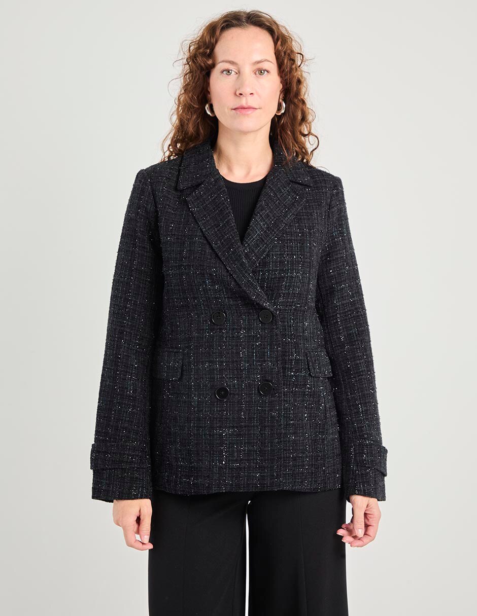 SACO LA MODE, CH, NEGRO CRUZADO M LARGA