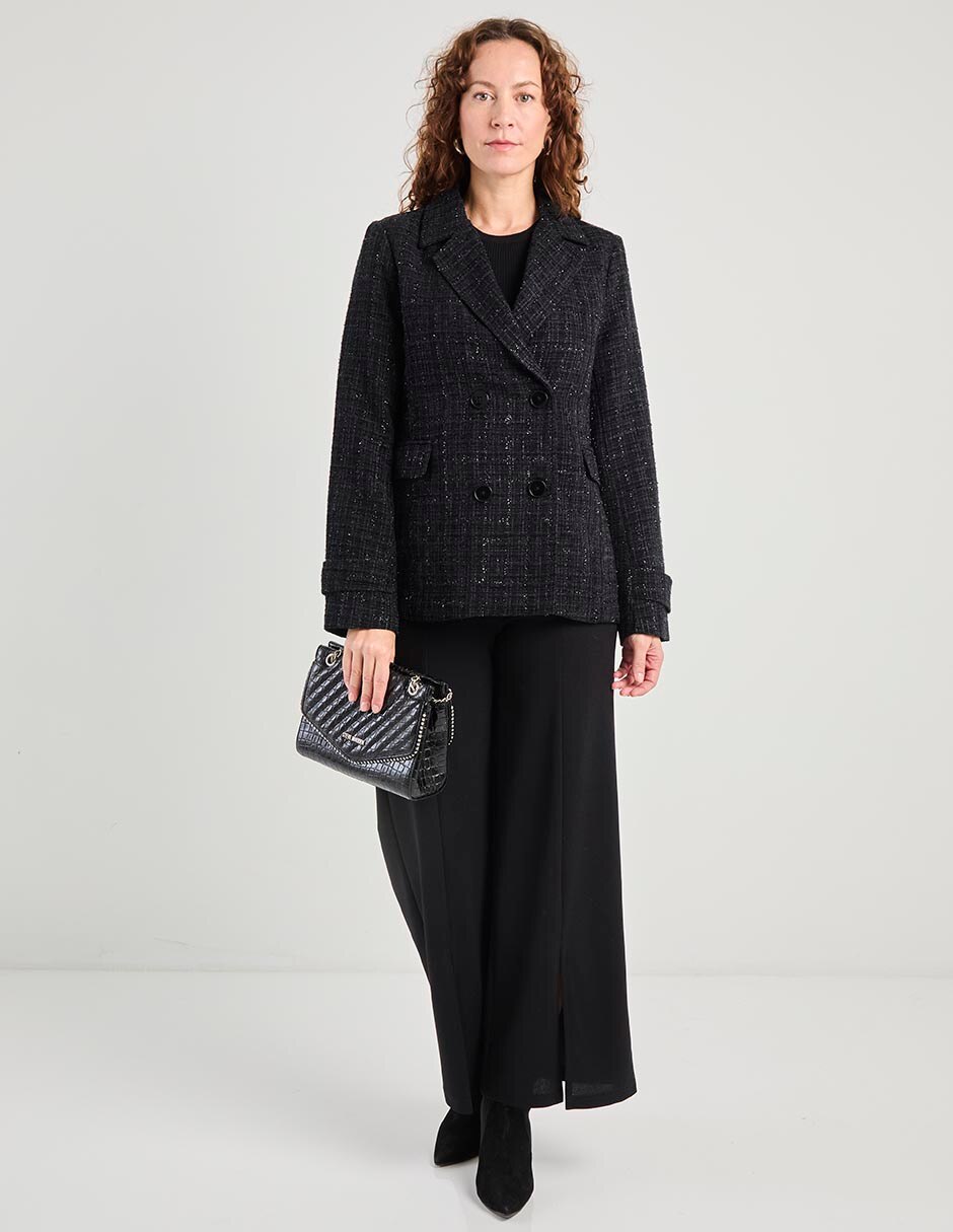 SACO LA MODE, CH, NEGRO CRUZADO M LARGA