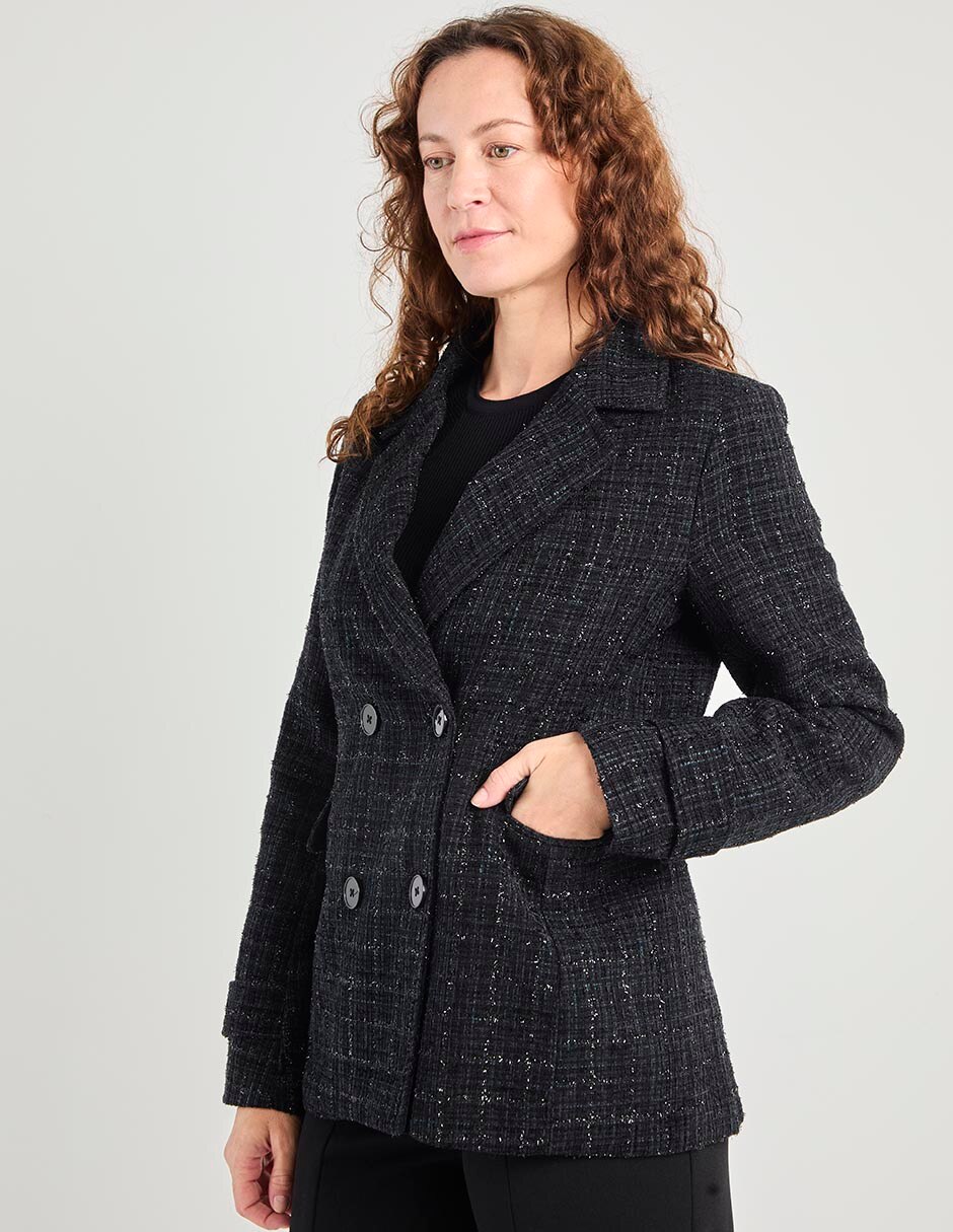 SACO LA MODE, CH, NEGRO CRUZADO M LARGA
