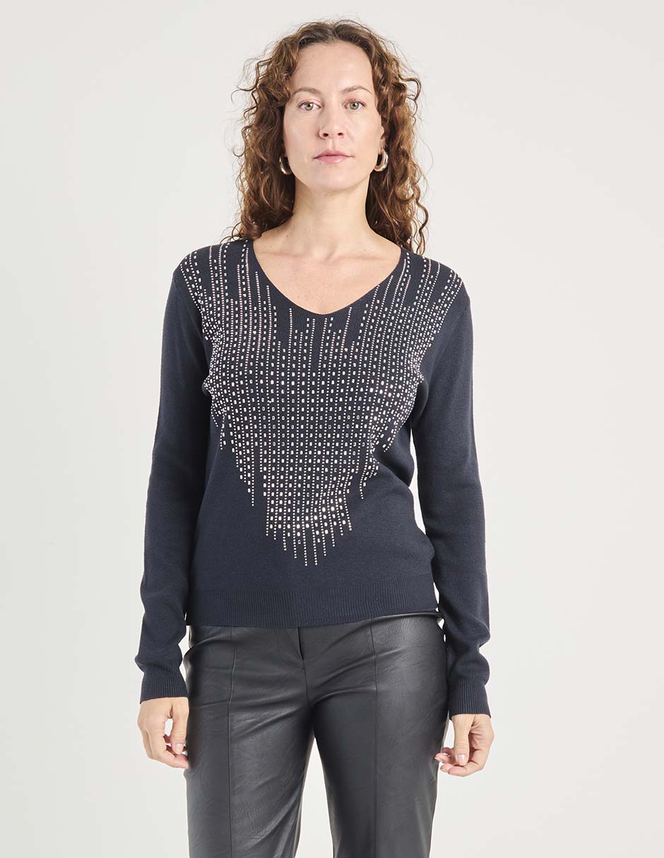 Suéter cuello V para mujer 1