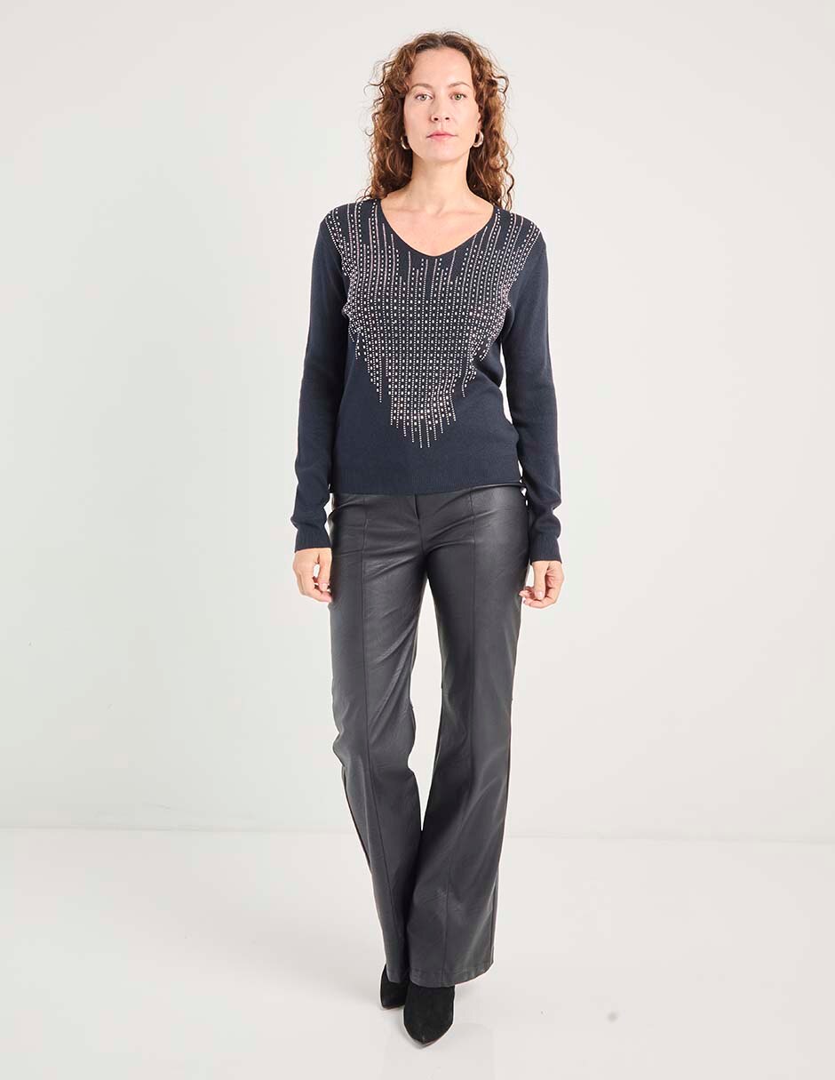 Suéter cuello V para mujer 2