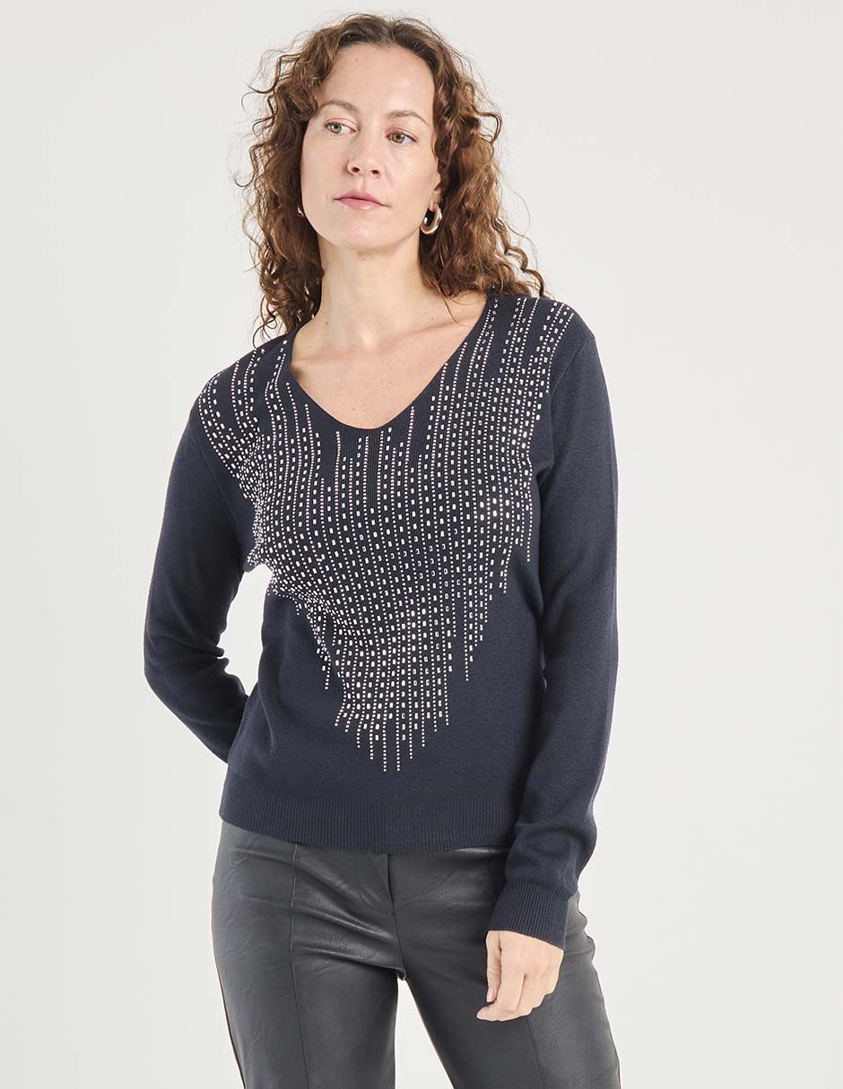 Suéter cuello V para mujer 3