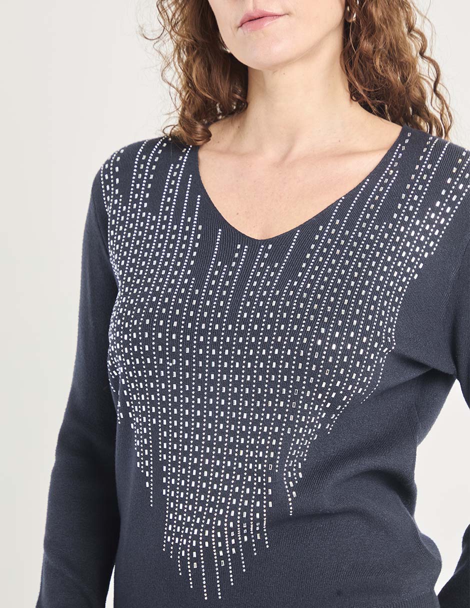 Suéter cuello V para mujer 4