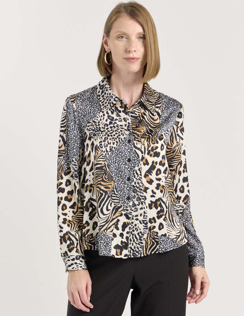 Blusa camisera manga larga para mujer Blusa camisera manga larga para mujer